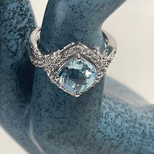 Blue Topaz and Diamond Accent Ring